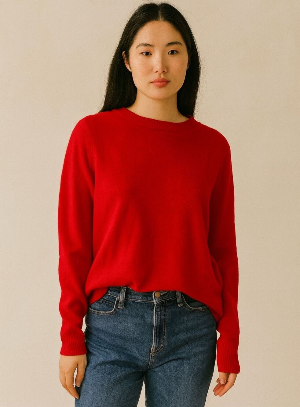 Solid & Striped 100% Cashmere Red Oversized Crewneck Sweater XS